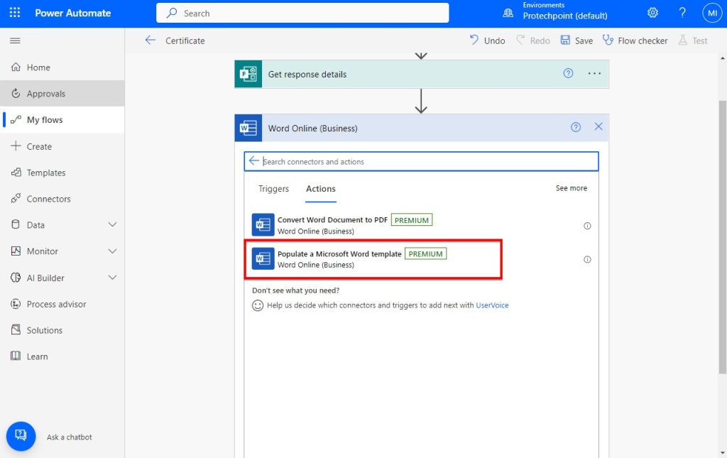 OneDrive, to the automated workflow1