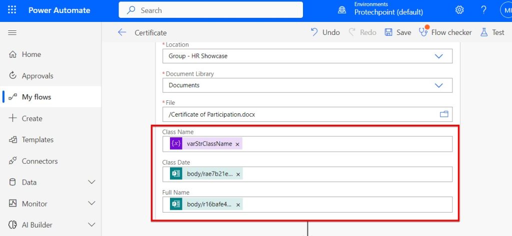 OneDrive, to the automated workflow3