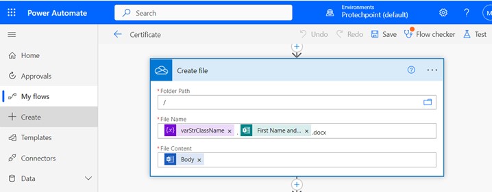 OneDrive, to the automated workflow5