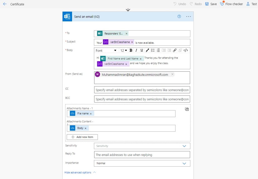 OneDrive, to the automated workflow7