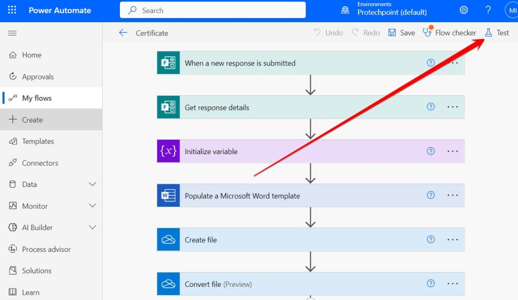 OneDrive, to the automated workflow9
